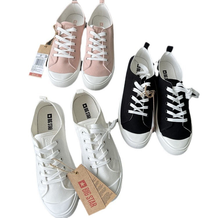 2025 Spring New Low-Top Canvas Shoes - Flat Lace-Up Sneakers