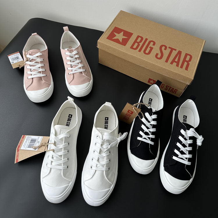 2025 Spring New Low-Top Canvas Shoes - Flat Lace-Up Sneakers
