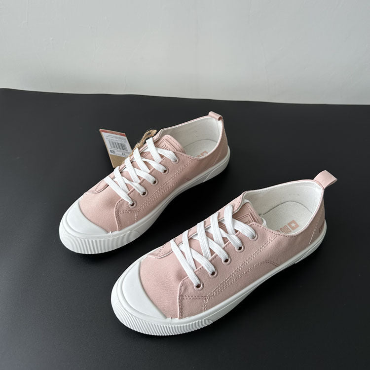 2025 Spring New Low-Top Canvas Shoes - Flat Lace-Up Sneakers