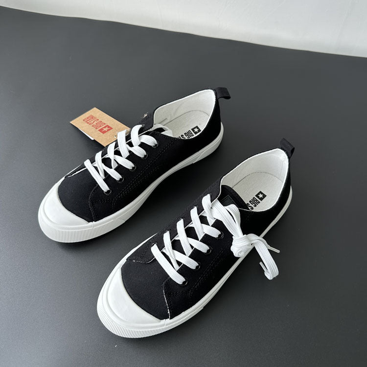 2025 Spring New Low-Top Canvas Shoes - Flat Lace-Up Sneakers