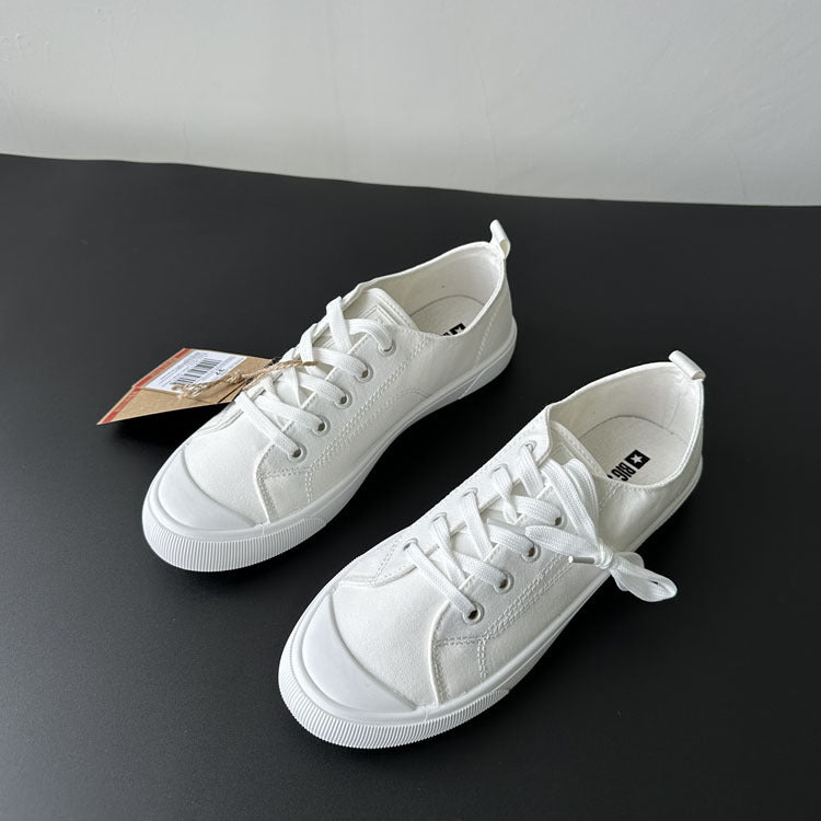 2025 Spring New Low-Top Canvas Shoes - Flat Lace-Up Sneakers